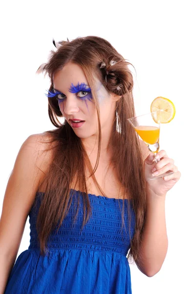 Chica con jugo de naranja —  Fotos de Stock