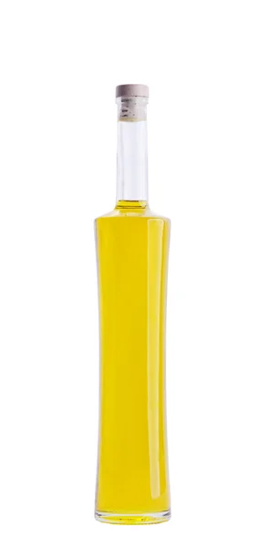 Элегантная бутылка оливкового масла с пробкой — стоковое фото
