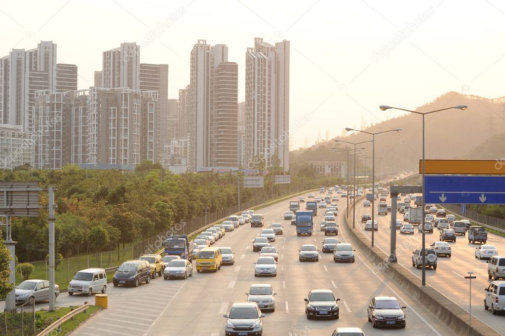 Cars on highway in ShenZhen, China