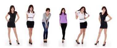 Six poses of teenager girl clipart
