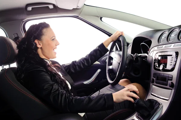 Schoonheid jonge zakenvrouw rijden de auto — Stockfoto