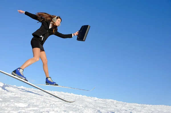Empresária de esqui — Fotografia de Stock