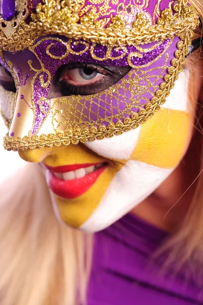 Woman in the half mask — Stock Photo, Image