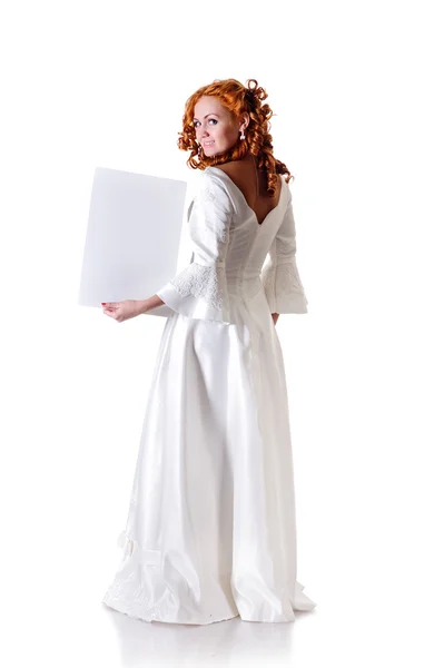 Donna con cornice bianca — Foto Stock