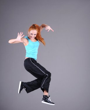 Woman jumping and dancing clipart