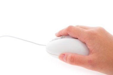 Ergonomic white mouse clipart