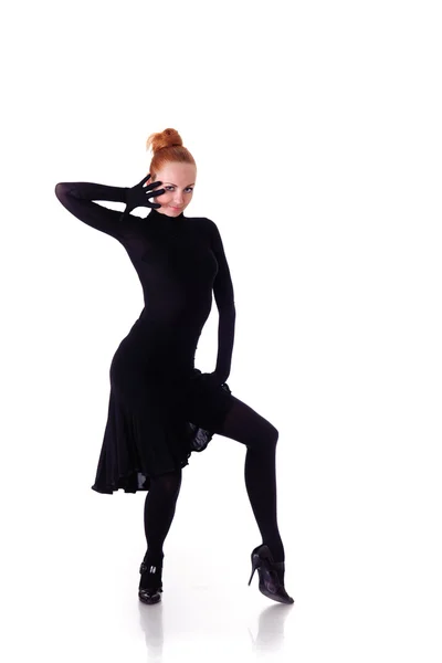 Dansare i svart klänning — Stockfoto