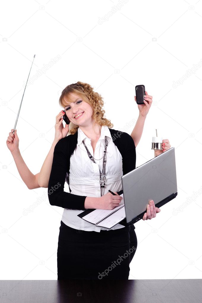 Business woman with six arms