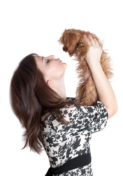 The girl and puppy — Stock Photo, Image
