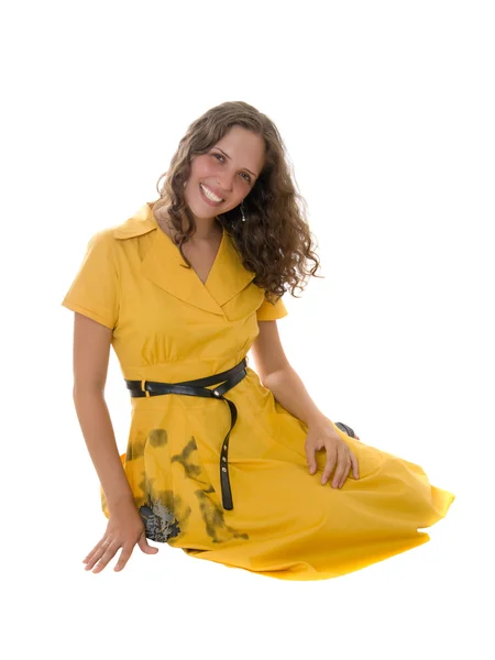 Дівчина в жовтій сукні — стокове фото