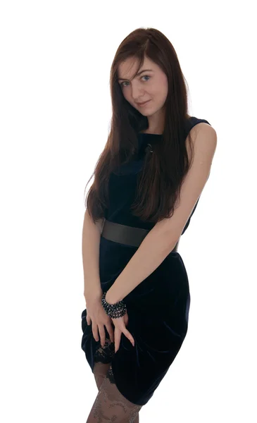 검은 드레스를 입은 소녀 — 스톡 사진
