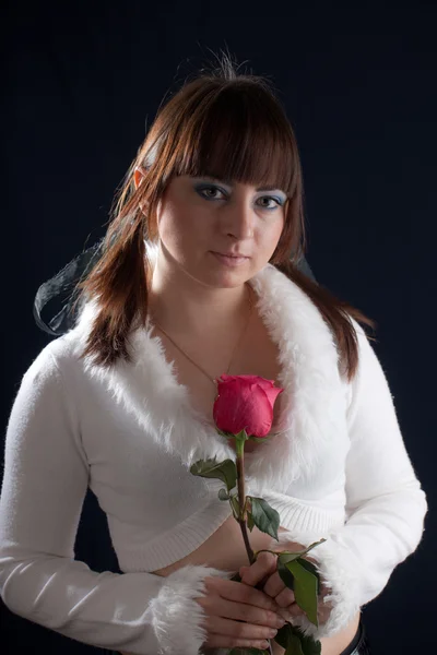 Lány rózsával — Stock Fotó