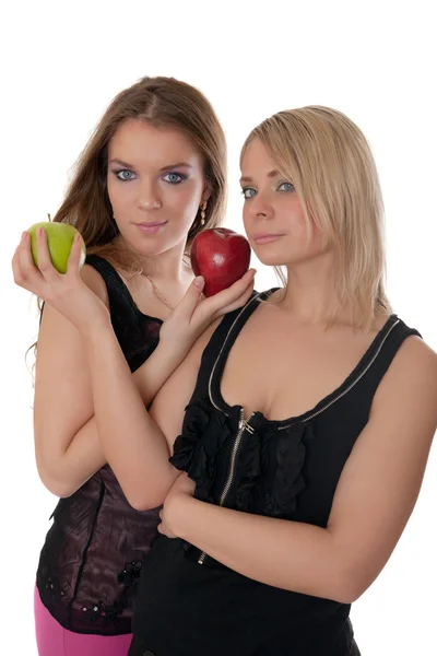 Dívky s jablky — Stock fotografie