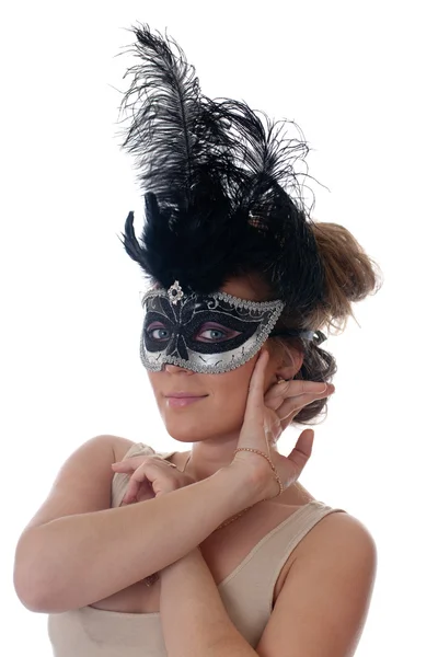 Girl in a carnival mask — Stock Photo, Image