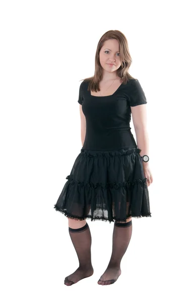 Lány egy fekete ruhában — Stock Fotó
