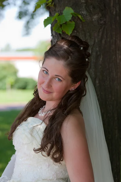 Porträt Der Braut Hochzeitstag — Stockfoto