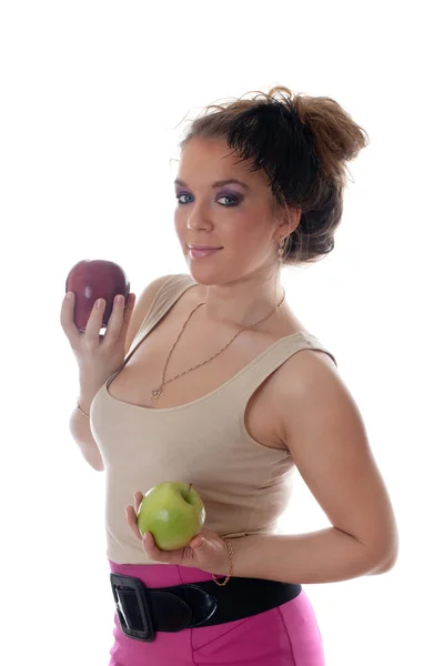 Flickan med äpplen — Stockfoto