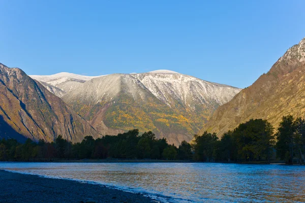 Dageraad Een Bergdal Altaj Rusland — Stockfoto