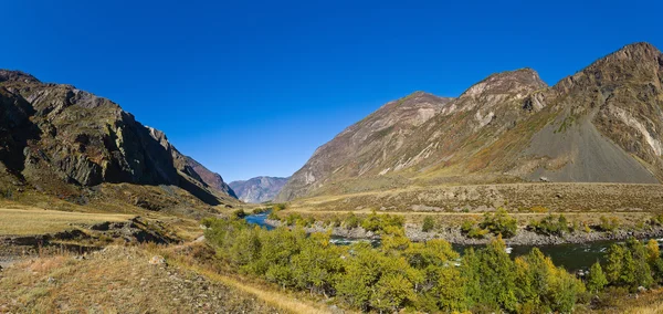 River Chulyshman Valley Mountains Panorama Altai Russia — Stock Photo, Image