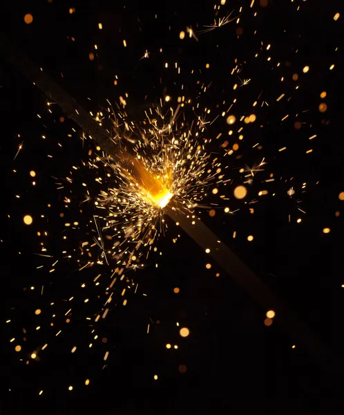 Fuegos Artificiales Ardientes Brillantes Noche Cerca —  Fotos de Stock