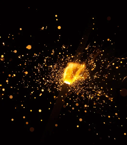 Bright Burning Fireworks Night Close — Stock Photo, Image