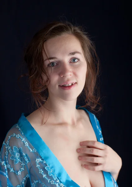 Kék Romantikus Lány Portréja — Stock Fotó