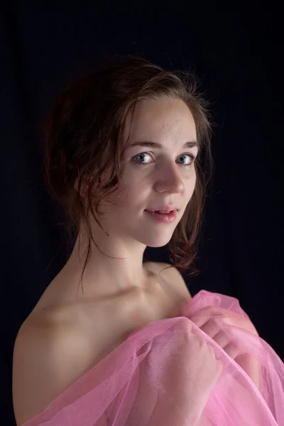 Retrato Chica Romántica Rosa — Foto de Stock