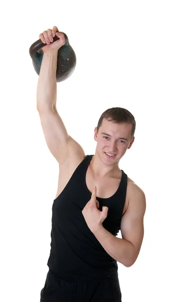 Junger Mann mit dem Gewicht — Stockfoto