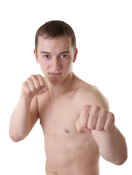 Der Bullige Junge Mann Bereit Zum Kampf — Stockfoto