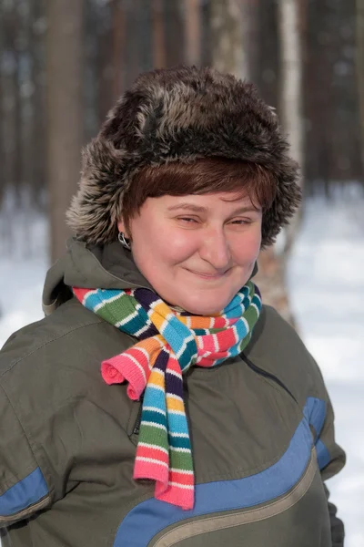The girl in a fur cap — Stock Photo, Image