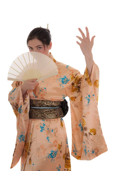 Girl in a kimono — Stock Photo, Image