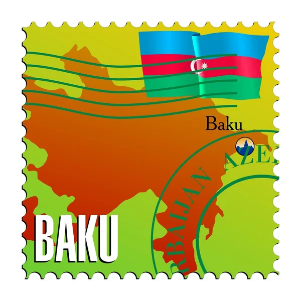 Baku - capital of Azerbaijan. Vector stamp — Stock Vector