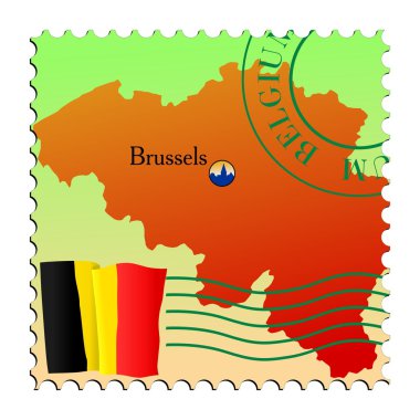 Brussels - capital of Belgium. Vector stamp clipart