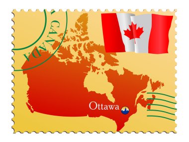 Ottawa - capital of Canada. Vector stamp clipart