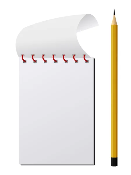 Cuaderno con lápiz — Vector de stock