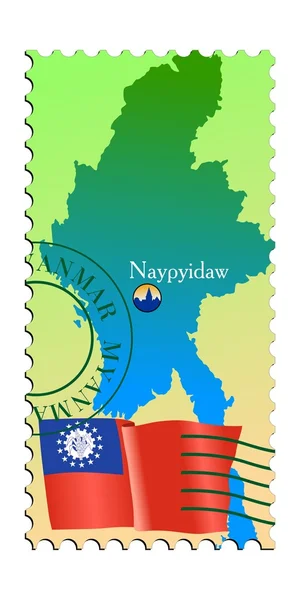 Naypyidaw - capital of Myanmar. Vector stamp — Stock Vector