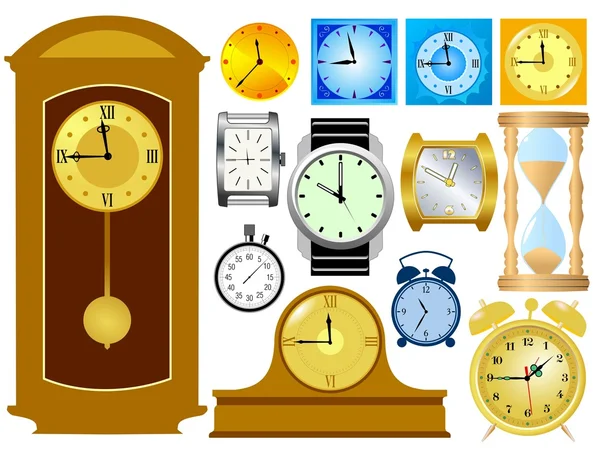 彩色的向量组的时钟 — 图库矢量图片