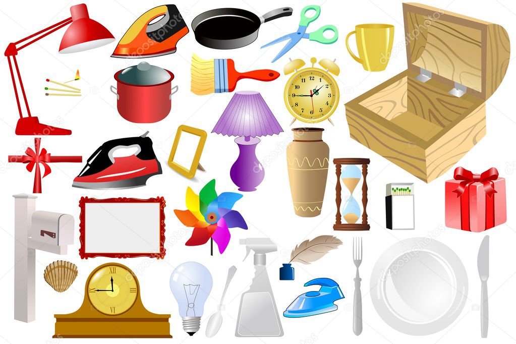Set of vector home objects