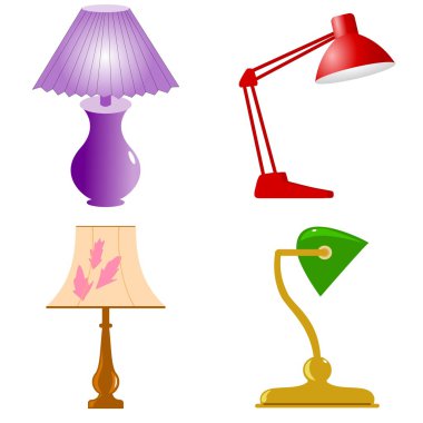 Set of vector table lamps clipart