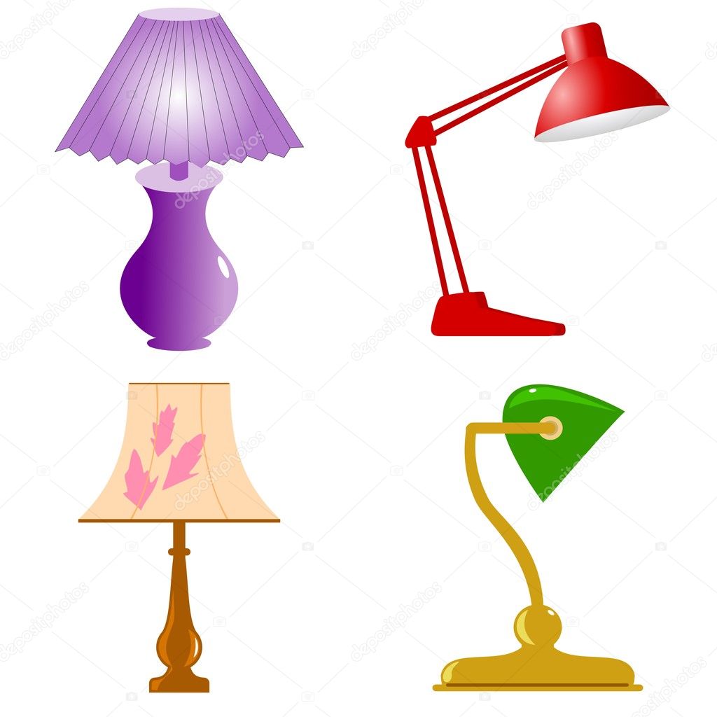 Set of vector table lamps