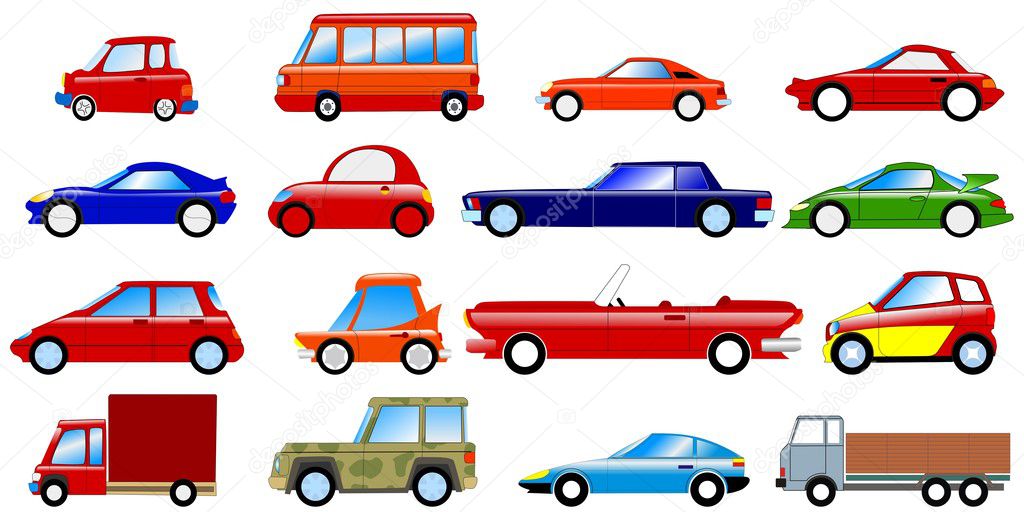 Set of symbolic cars