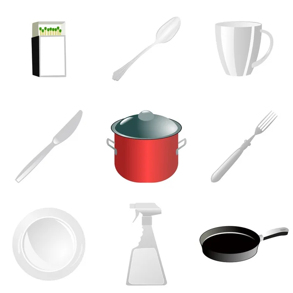 Set di utensili da cucina — Vettoriale Stock