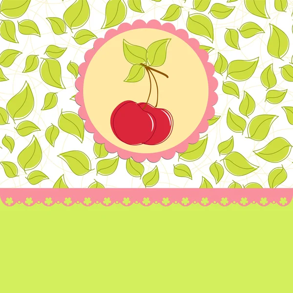 Blank template for cherry greetings card — Stock Vector