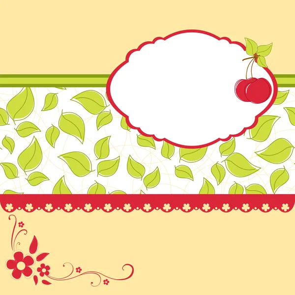 樱桃问候卡的空白模板 — 图库矢量图片