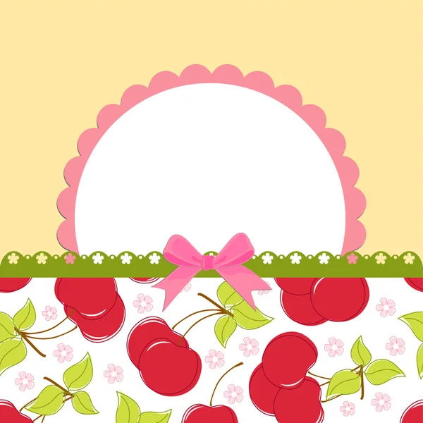 Üres sablon cseresznye üdvözlőlap — Stock Vector