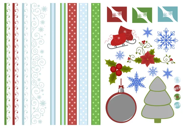 Collection de décors de scrapbook de Noël — Image vectorielle