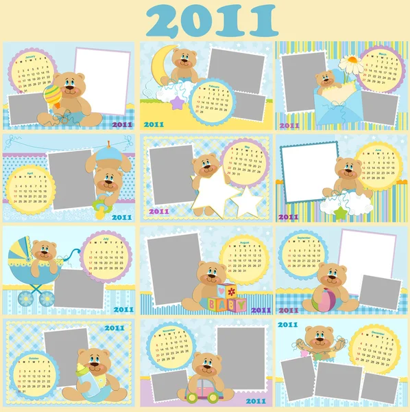 Calendário mensal do bebê para 2011 — Vetor de Stock