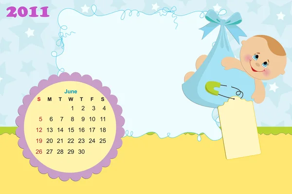 Baby's calendar for june 2011 — Stock Vector