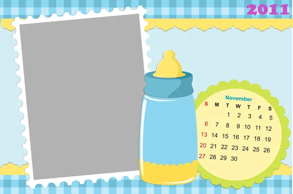 Baby's calendar for november 2011 — Stock Vector