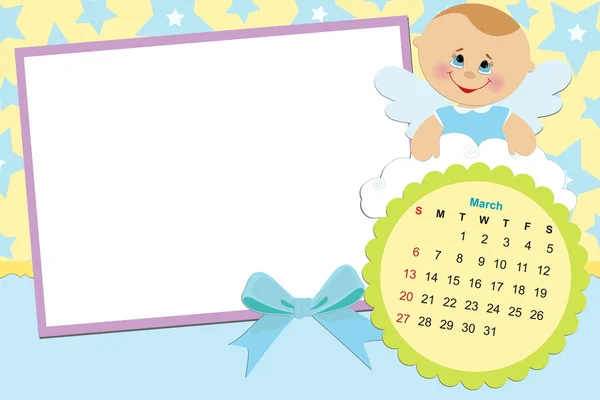 Baby's calendar for march 2011 — Stock Vector